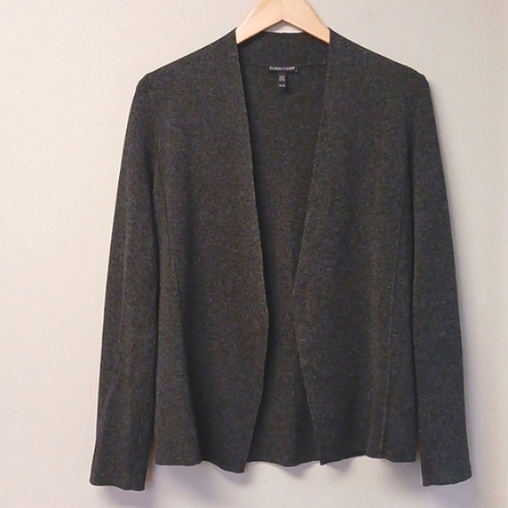Eileen Fisher Open Cardigan Sweater Charcoal Gray Size XS